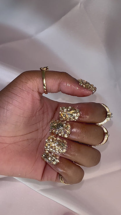 Gold Diamond Press on Nails